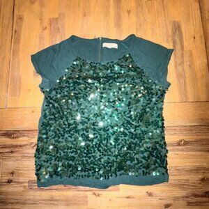 Loft Green Sequin Top, Size L